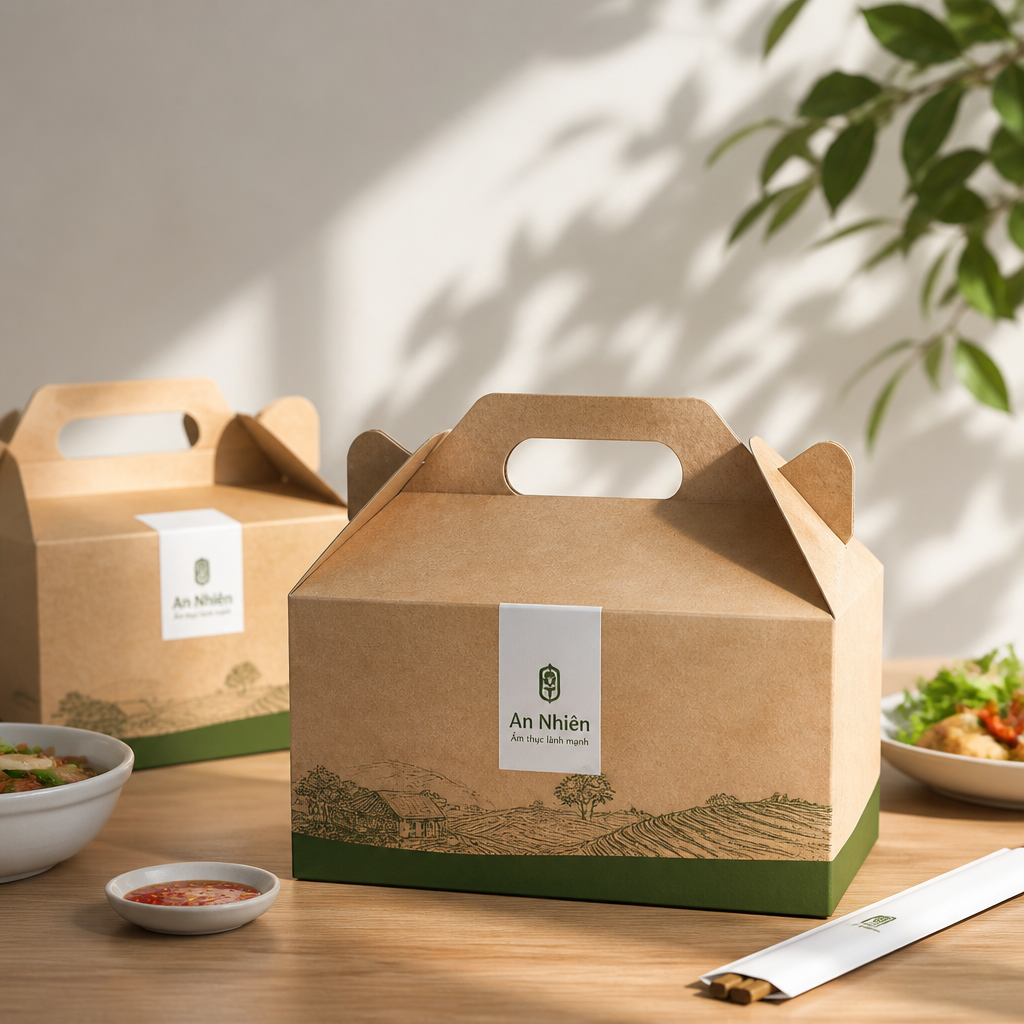 Các mẫu thùng carton thực phẩm được thiết kế đẹp mắt với logo thương hiệu