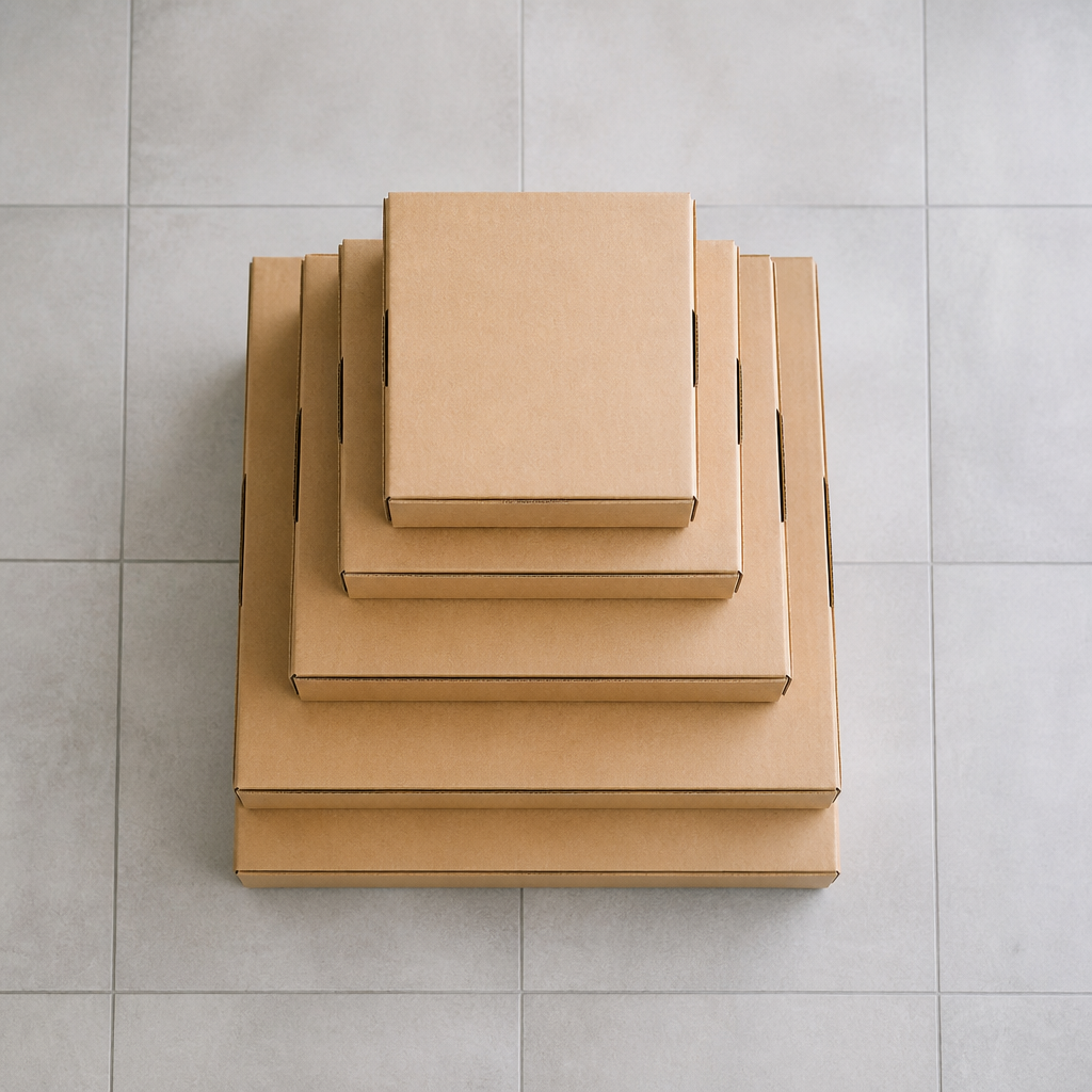 Các thùng carton 5 lớp chắc chắn xếp chồng lên nhau, minh họa khả năng chịu lực tốt
