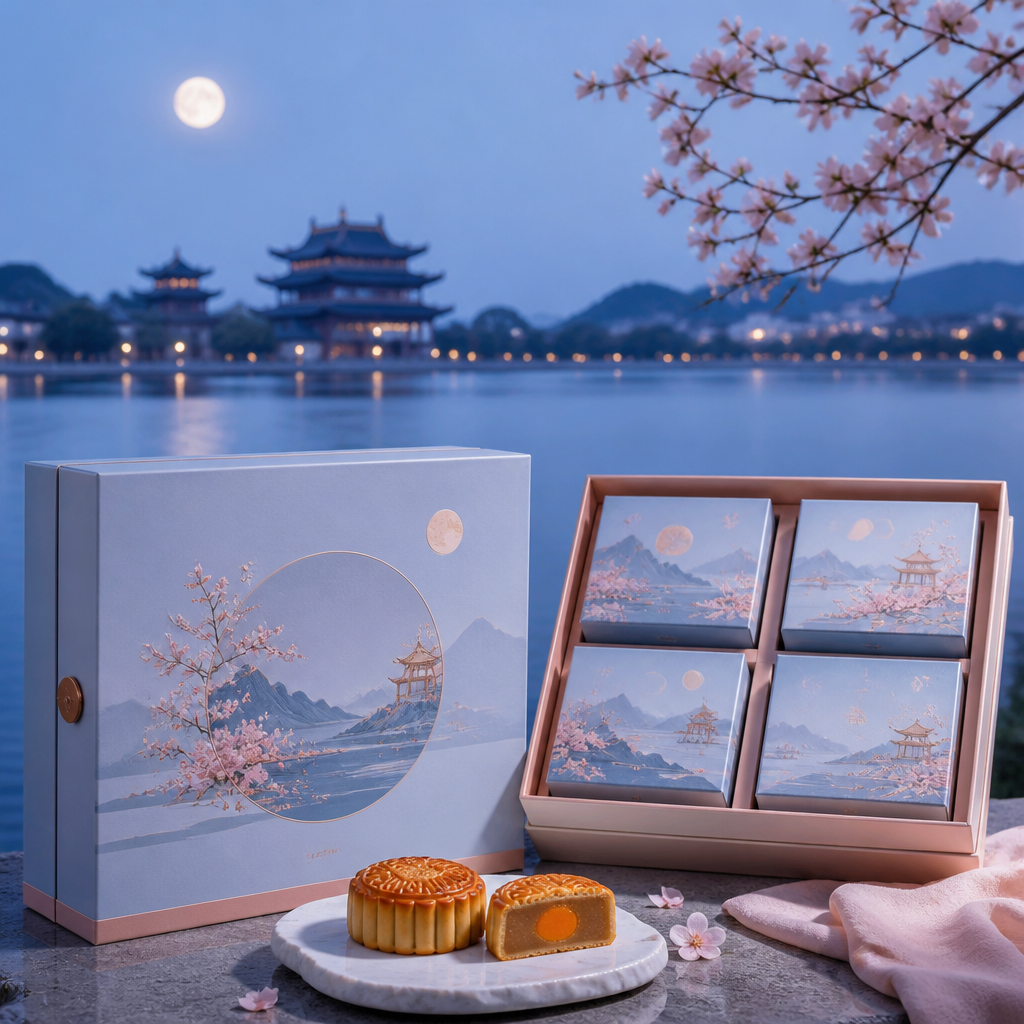 in hộp bánh trung thu 2026 - minh họa tổng quan bao bì sang trọng