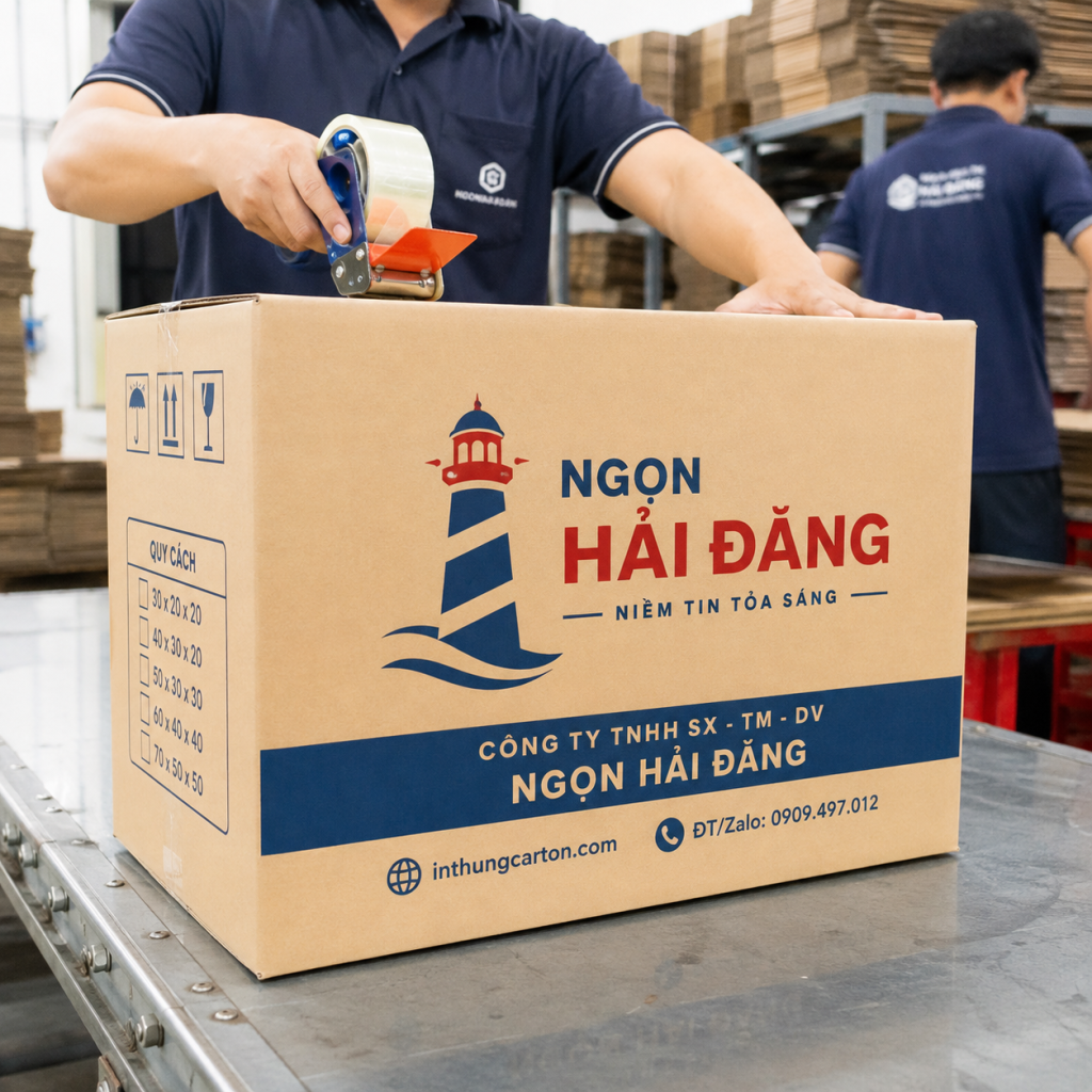 thùng carton chứa hàng hoá Ngọn Hải Đăng