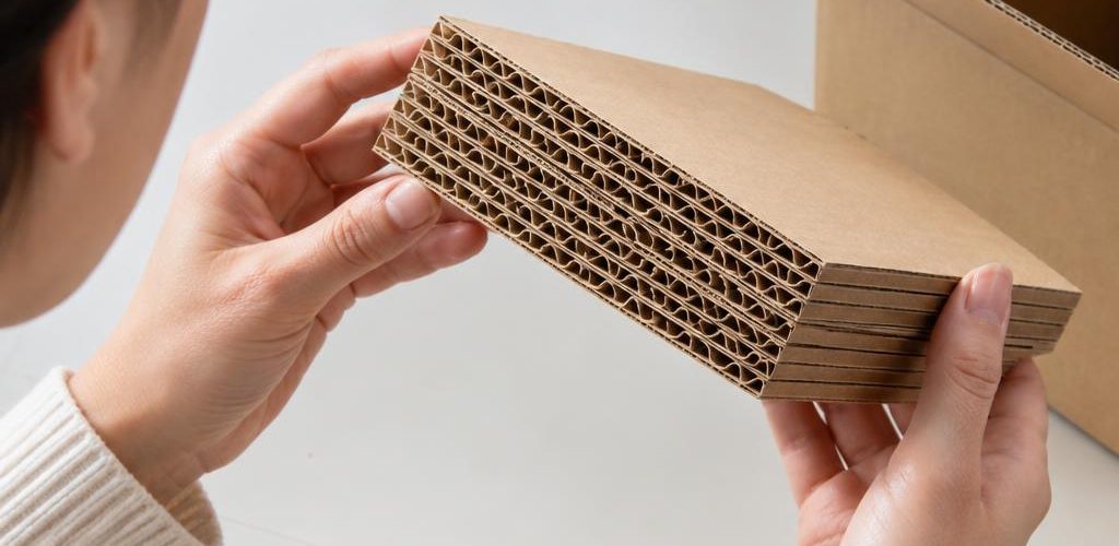 Mô tả cấu tạo các lớp của thùng carton 7 lớp với các lớp sóng và lớp mặt phẳng xen kẽ.